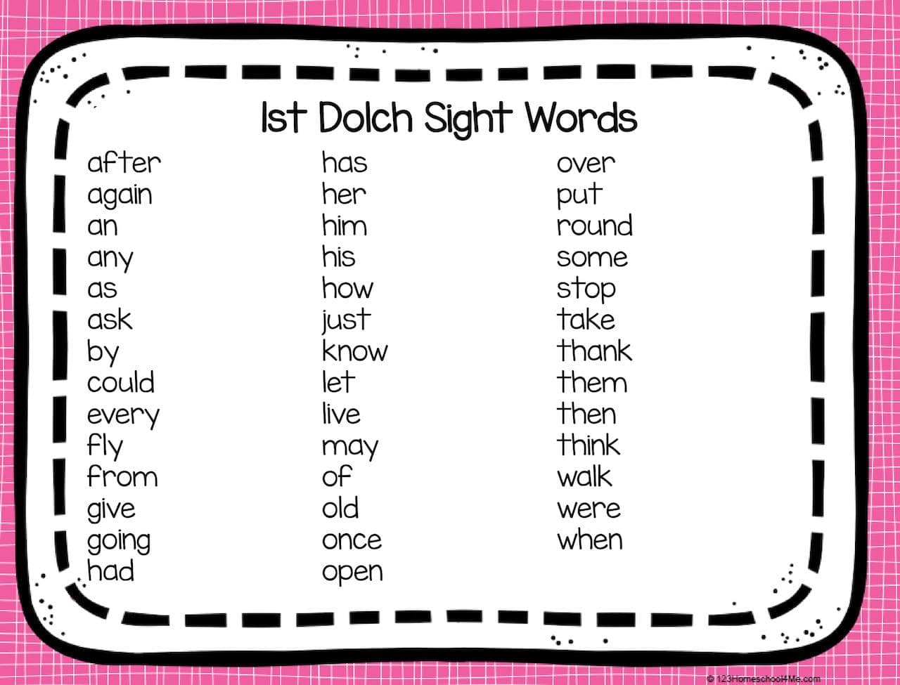 Dolch 1st – All words