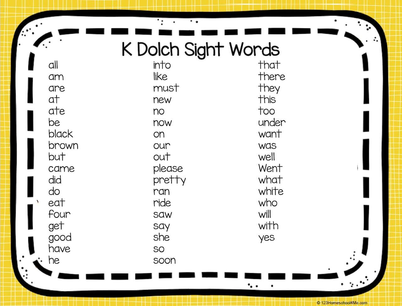 Dolch K – All Words