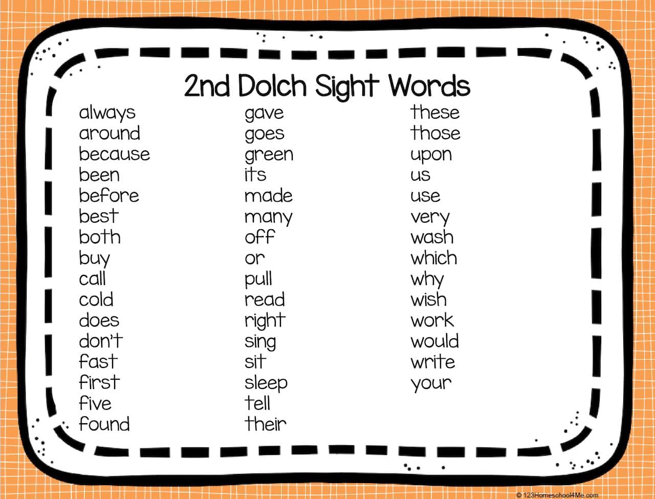 Dolch 2nd – All Words